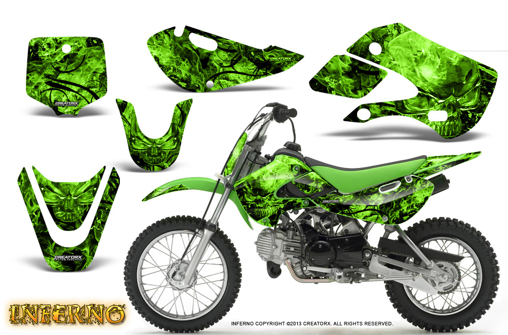 Kawasaki KLX110 KX65 Graphics Kit Inferno Green